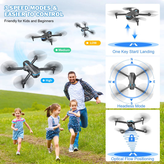 Drone with Camera for Adults, 1080P FPV Drone with Brushless Motor, Optical Flow Positioning